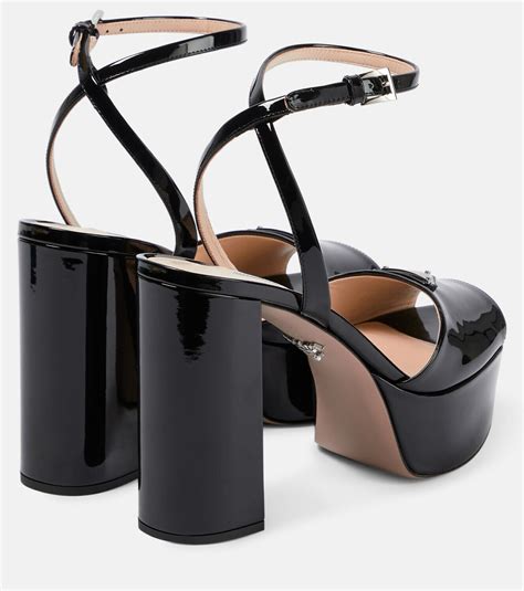 prada patent leather platform sandals